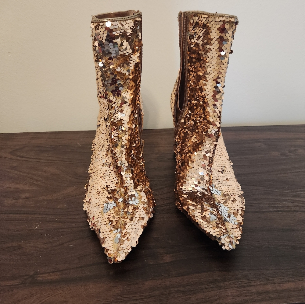Sequin Gold Ankle Boots